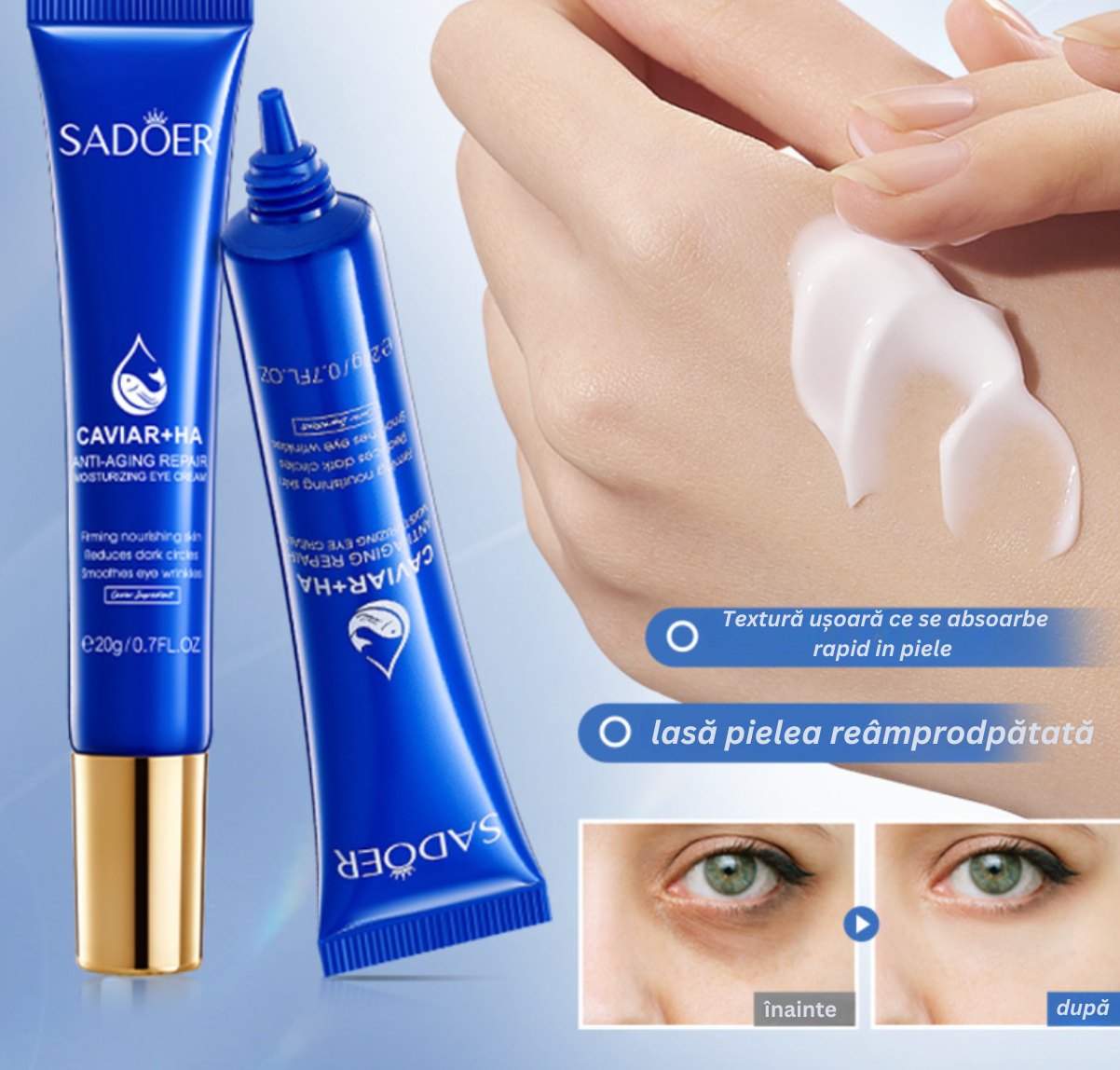 Crema de ochi cu caviar si acid hialuronic 1+1 GRATIS